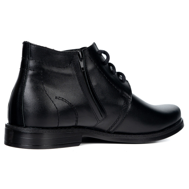 Pánské kožené boty Olivier 337LU - nízké šněrovací se zipem černé