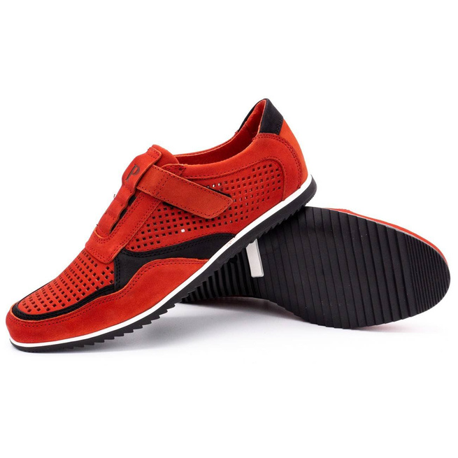 Buty męskie skórzane casual 2102/2L czerwone