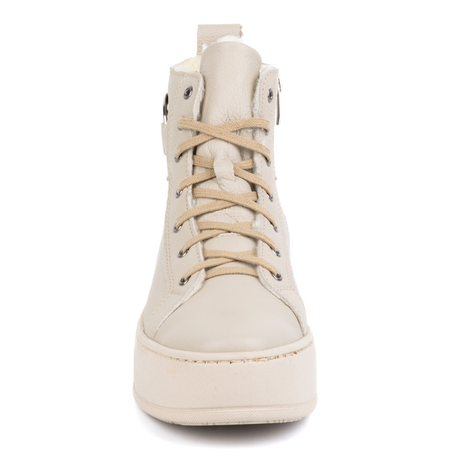 Dámské zimní zateplené kožené boty 1174 beige