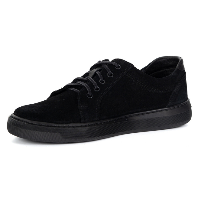 Buty męskie zamszowe skóra naturalna 7136DT czarne