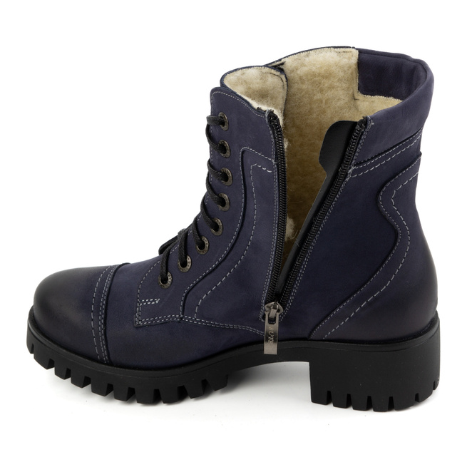 Dámské kožené boty zateplené zimní boty 272BB navy blue