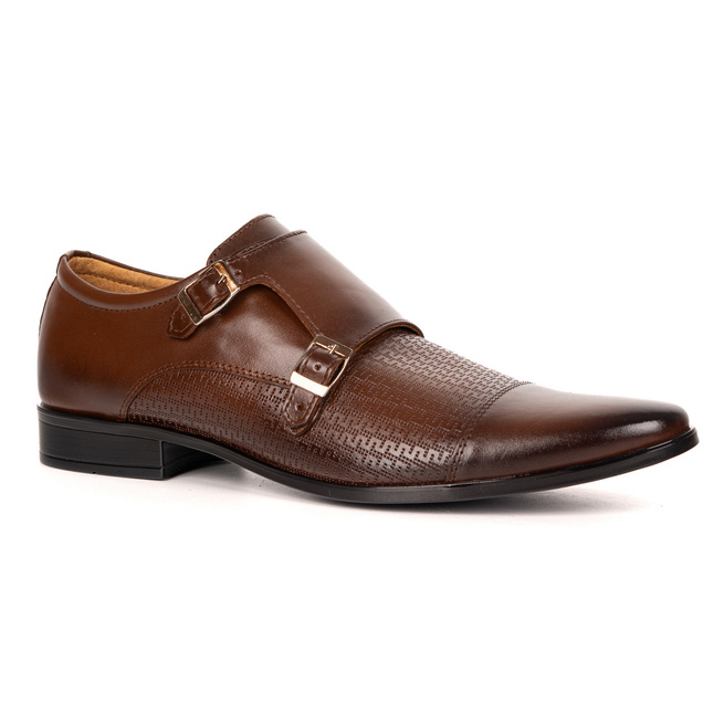 Skórzane buty wizytowe Monki 287T4 LU brąz