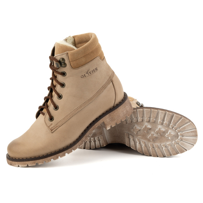 Dámské kožené boty zateplené zimní boty 365BB beige