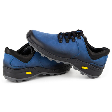Buty męskie trekkingowe skórzane 890MA niebieskie