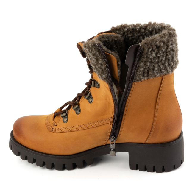 Botki skórzane damskie trzewiki ocieplane zimowe 330BB rude