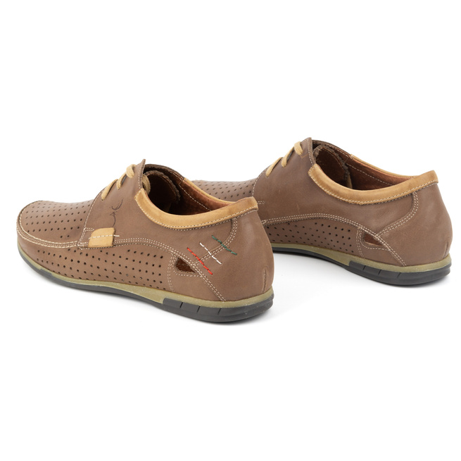 Pánská letní kožená prolamovaná obuv 563 hnědá