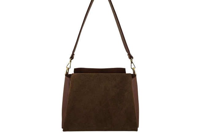 Kabelka do města z přírodního semiše a kůže - hnědá