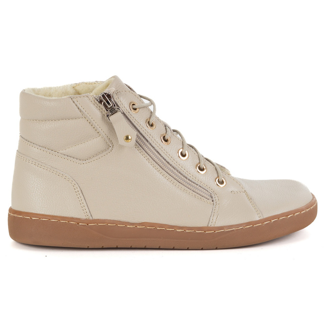 Dámské minimalistické barefoot zimní kožené boty 1293 beige 