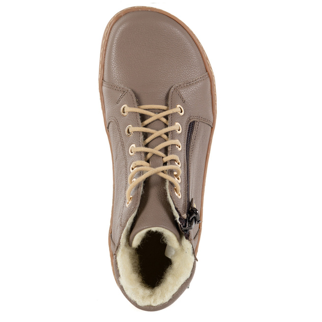 Dámské minimalistické kožené zimní boty barefoot model 1293 cappucino