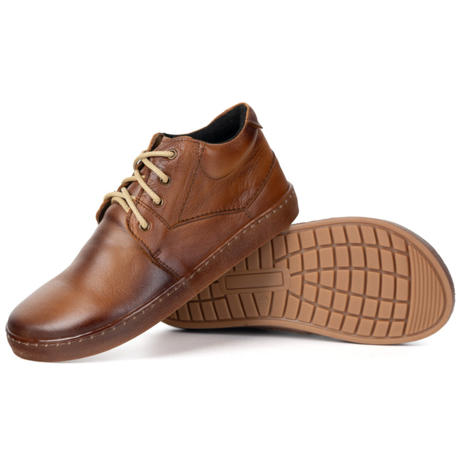 BAREFOOT Męskie buty ocieplane sznurowane minimalistyczne 116KZ jasny brąz