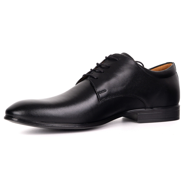 Buty męskie skórzane wizytowe Olivier 484 czarne– klasyczne półbuty derby