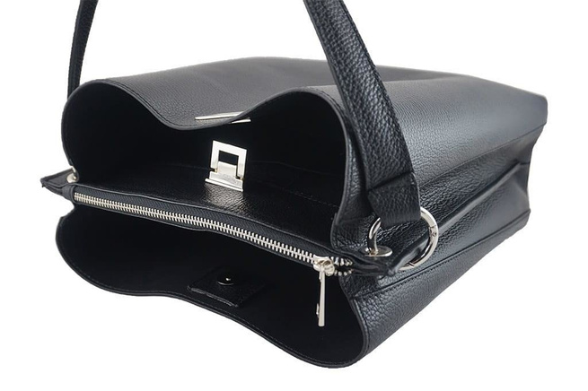 Duża torba damska skórzana - Barberini's - Czarna