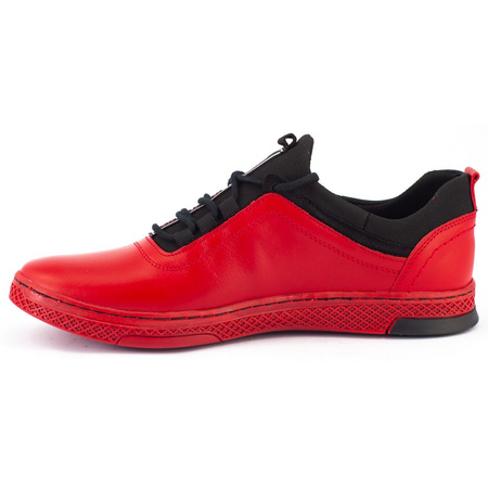 Buty męskie skórzane casual K24 czerwone