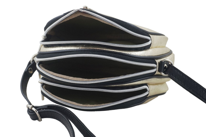 Mała torebka trzykomorowa - Złota