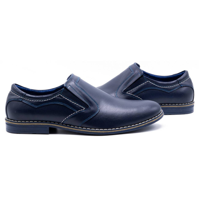 Elegantní pánská kožená obuv 283LU navy blue