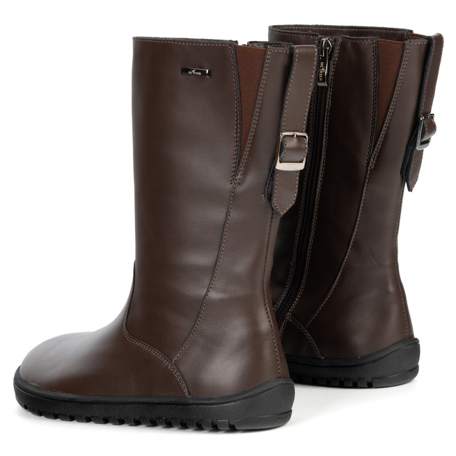 Dámské kožené boty barefoot Olivier Hazel černé kožené boty s koženým povrchem