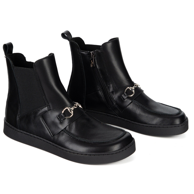 Damskie botki barefoot Scarlet skóra naturalna ocieplane zimowe czarne