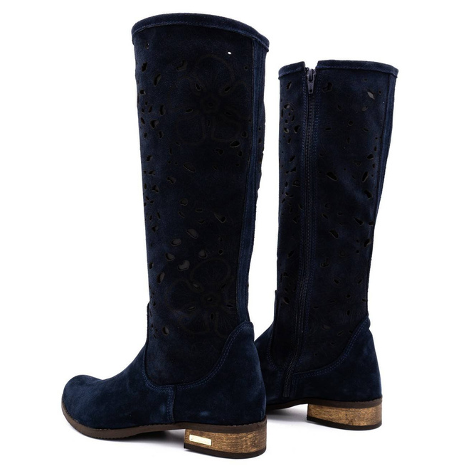 Dámské prolamované boty FLOWERS navy blue