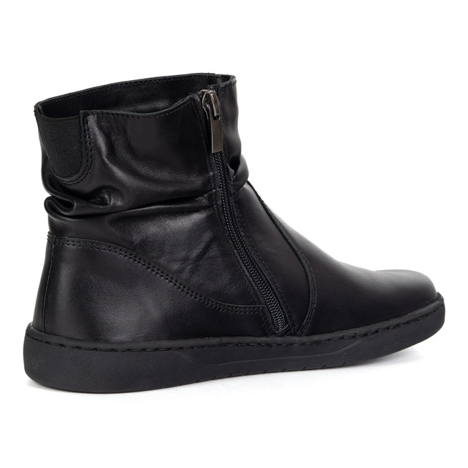 Damskie buty barefoot sztyblety z zamkiem ocieplane 1297 czarne