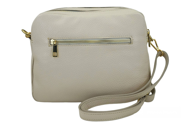 Pojemna torebka skórzana dwukomorowa - Beżowa jasna