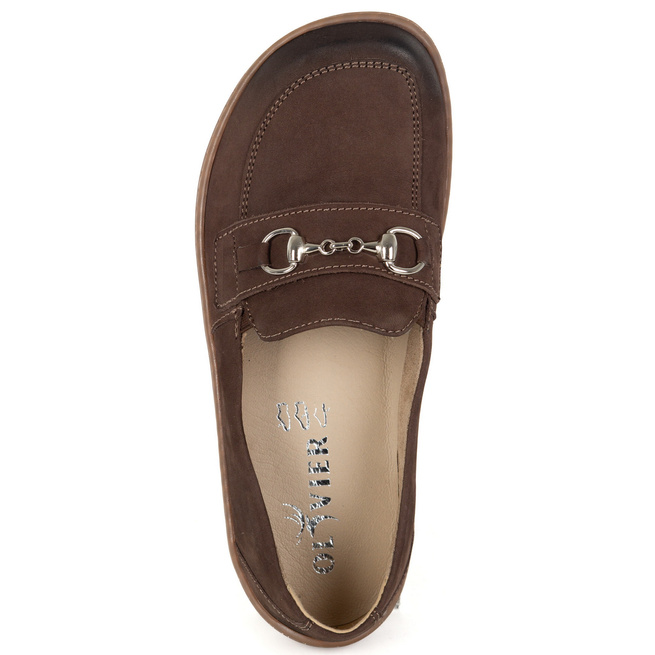 Barefoot damskie mokasyny skórzane minimalistyczne 1288AR brązowe nubuk