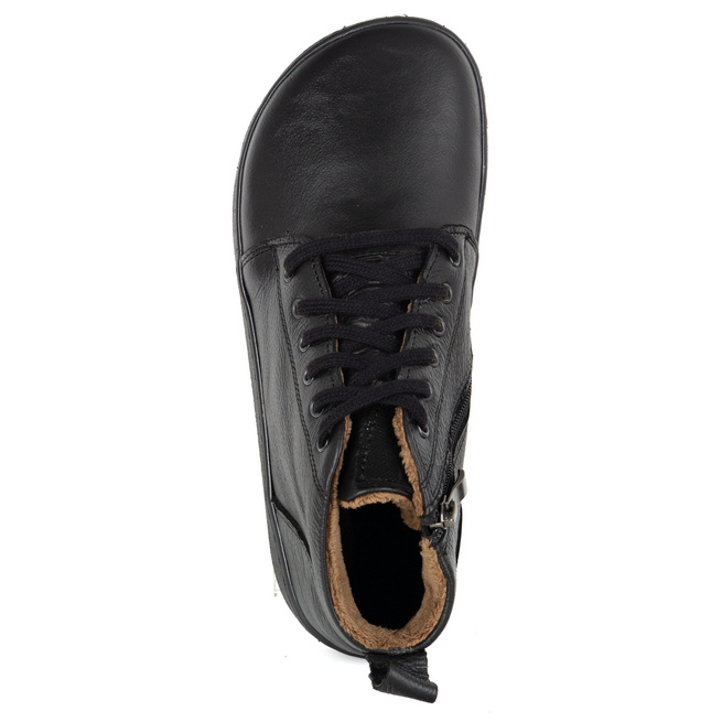 Buty damskie zimowe barefoot skórzane Z-B04 czarne