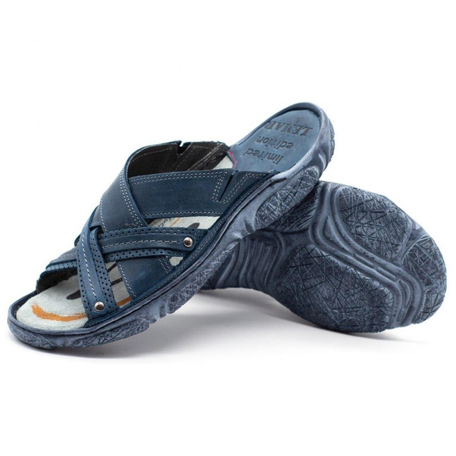 Pánské kožené žabky 1654 navy blue