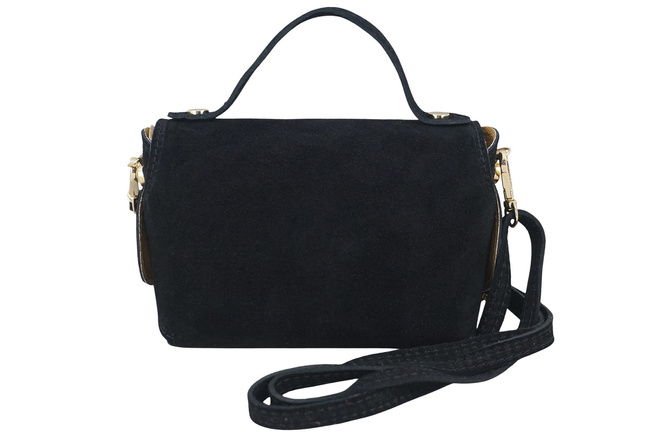 Malá semišová společenská kabelka - černá