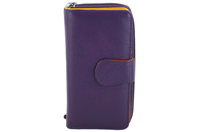 Dámská barevná kožená peněženka - fialová