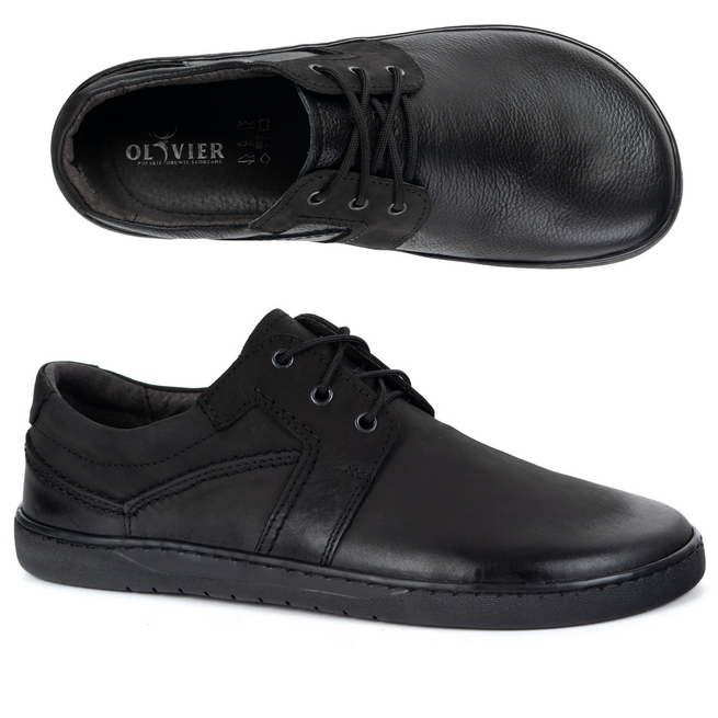 BAREFOOT Pánská minimalistická šněrovací kožená obuv 115KZ black crazy