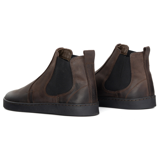 Buty męskie sztyblety barefoot skórzane Olivier 100KZ ciemny brąz