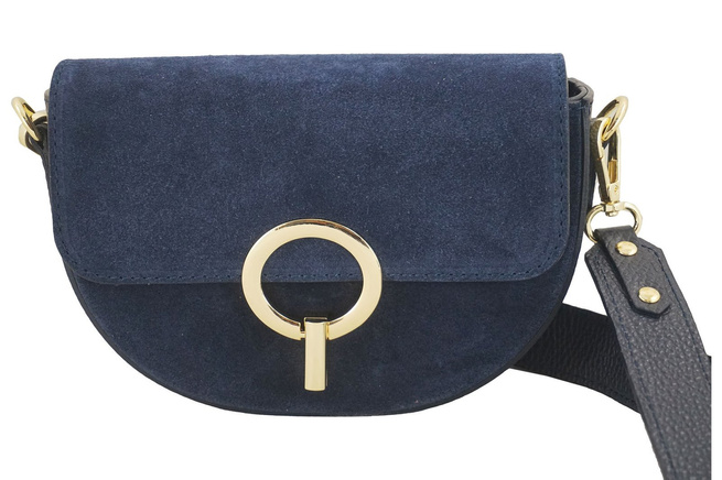 Módní společenská kožená kabelka - námořnická modř