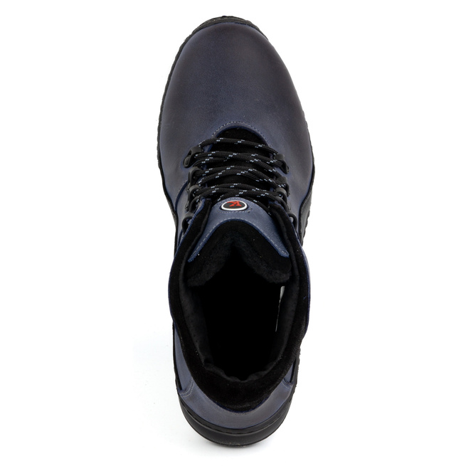 Pánské zimní kožené boty 903K navy blue