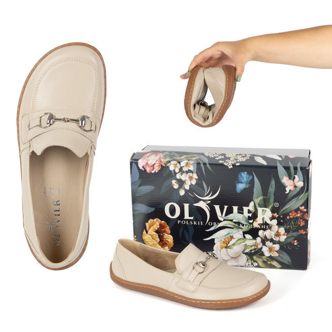 Dámské minimalistické kožené mokasíny Barefoot 1288AR beige