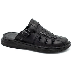 Klapki męskie skórzane 806 czarne wkładka amortyzująca