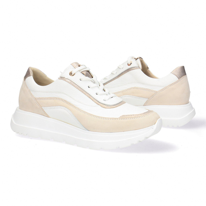 Pollonus dámské kožené polobotky white+gold 5-1721-001