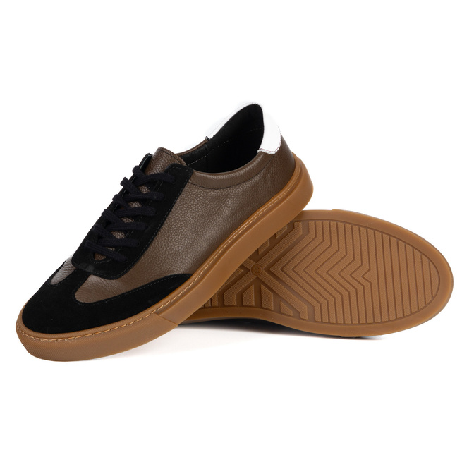 Buty męskie Olivier 702KNT brązowe z czarnym klasyczne półbuty miejskie