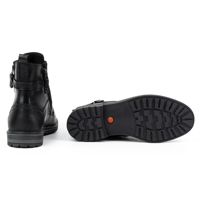 Buty męskie trzewiki zimowe skórzane 155KAM czarne