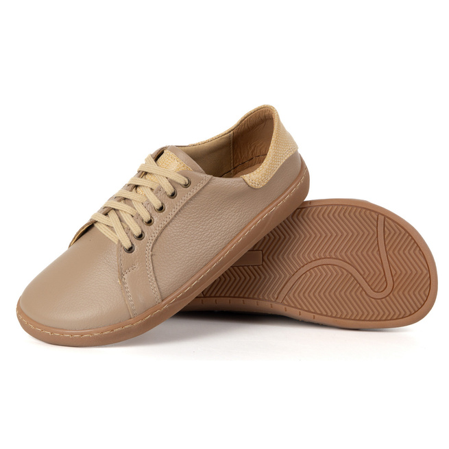Aura: Cappuccino Dámské kožené boty naboso | Pohodlné tenisky s nulovým dropem