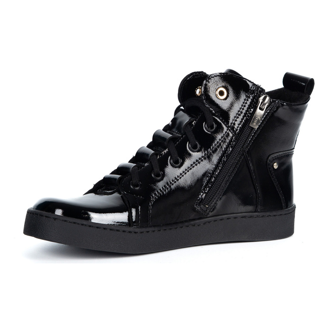 Barefoot buty skórzane minimalisthyczne Riley ocieplane czarne lakier