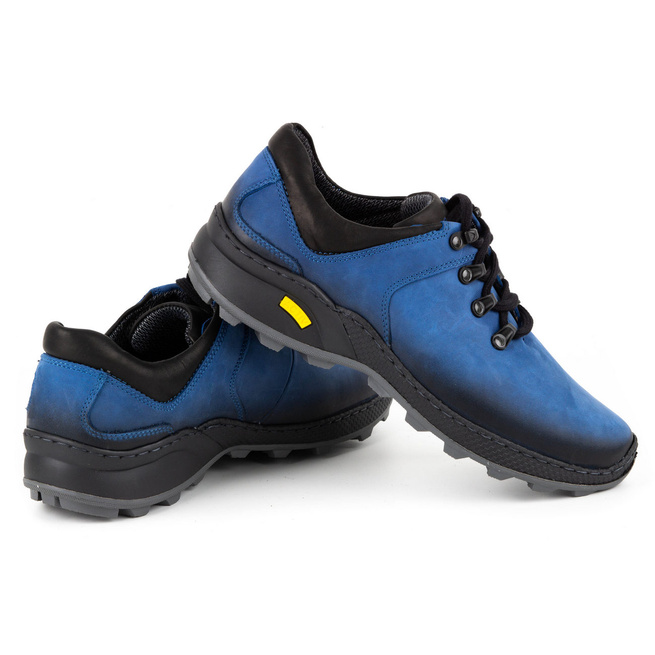 Buty męskie trekkingowe skórzane 890MA niebieskie