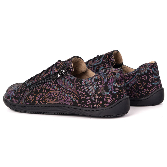 Damskie minimalistyczne buty skórzane barefoot model perforowane 1243 FIOLET ETNICZNY
