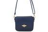 Módní kožená kabelka se zlatým řetízkem - námořnická modř