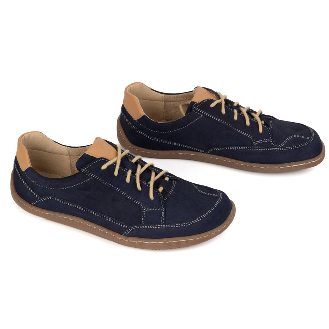 BAREFOOT Damskie minimalistyczne sneakersy skórzane OLIVIER 1282 granatowe