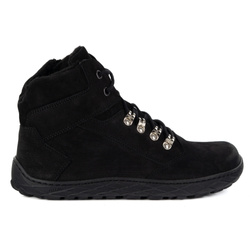 Buty damskie barefoot zimowe skórzane Olivier Astrid ocieplane wełną naturalną czarne