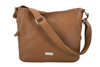 Praktyczna torebka skórzana z kieszeniami - Brązowa jasna