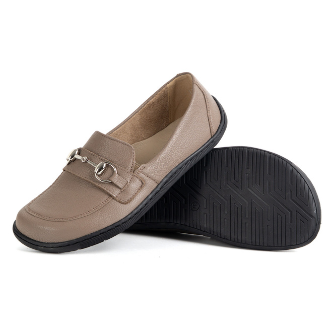 Dámské minimalistické kožené mokasíny Barefoot 1288AR cappuccino