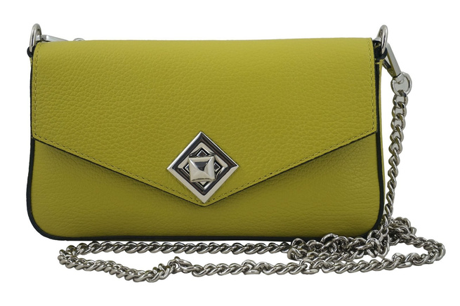 Mała skórzana torebka wizytowa - Pistacjowa