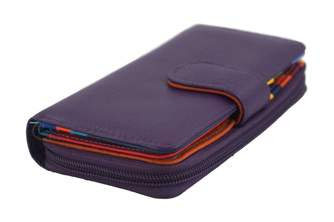 Dámská barevná kožená peněženka - fialová