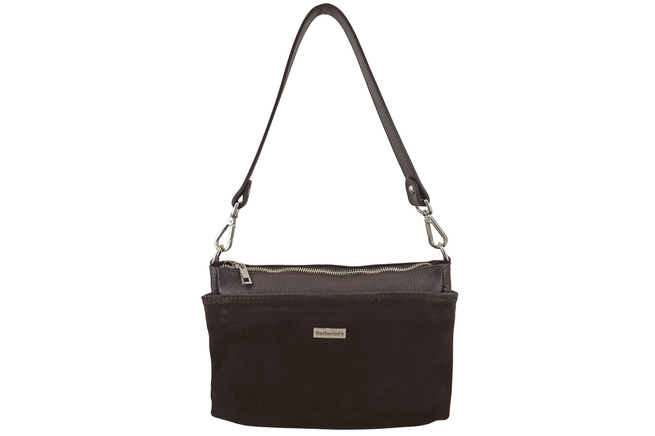 Prostorná poštovní taška z kůže a semiše - Hnědá tmavá